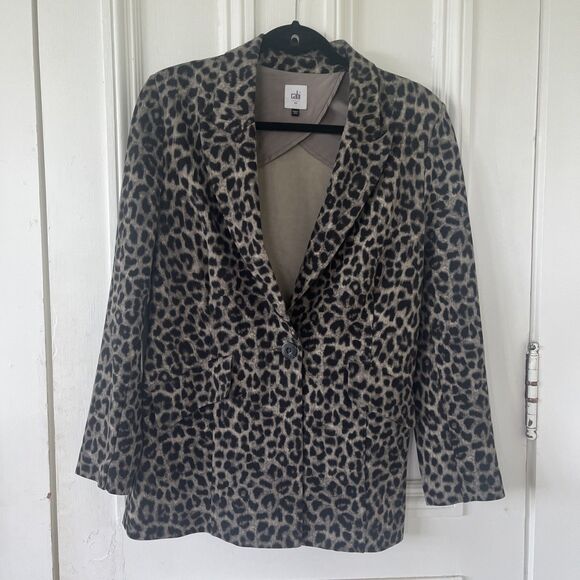 Cabi Women's Jungle Blazer Jacket Sz 10 Leopard Print Preppy Casual City Button - Picture 1 of 11